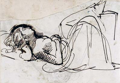 Cherubino Cornienti, female figure laying on her back